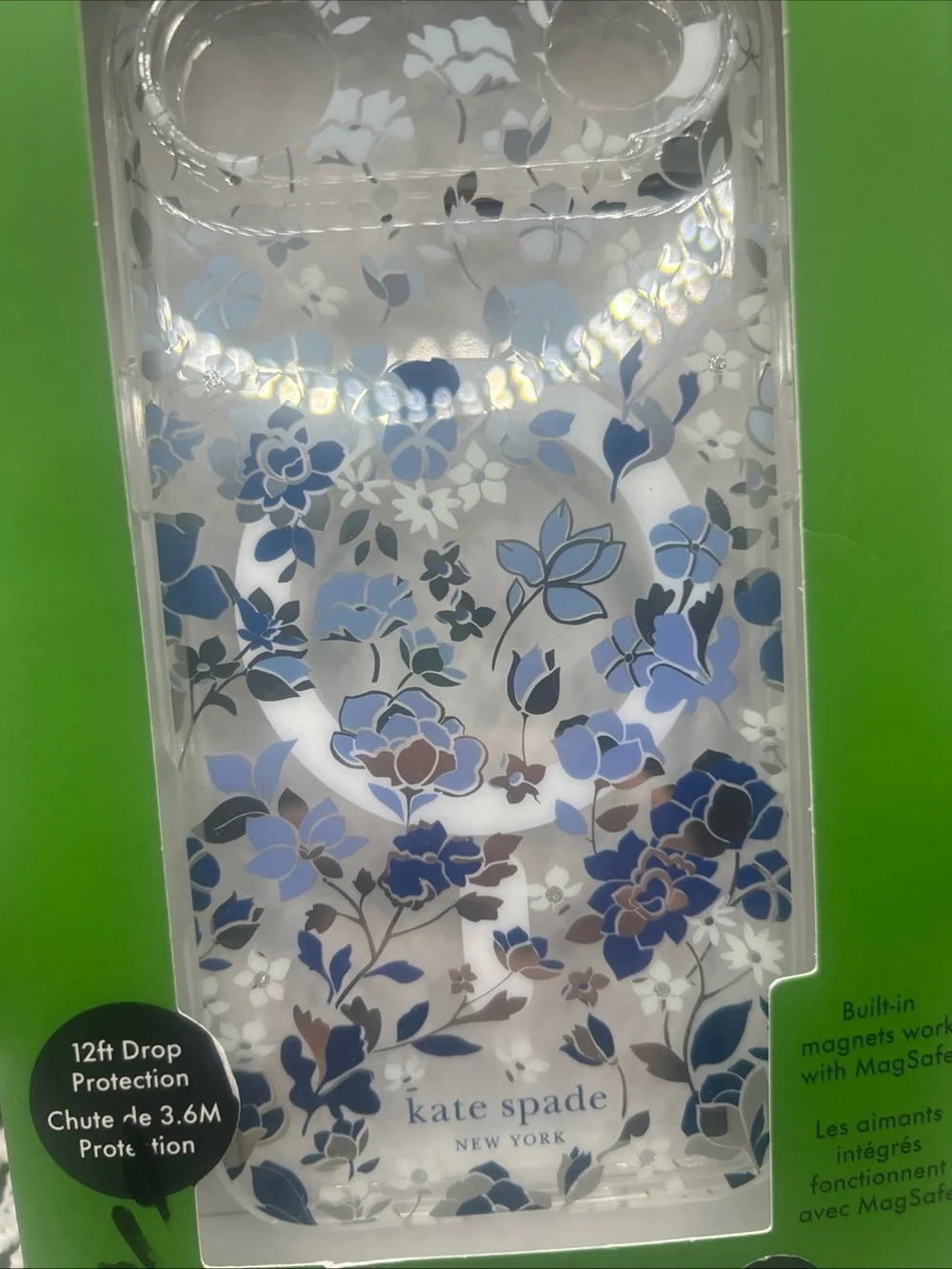 kate spade Clear Floral iPhone Case with Blue and White Flowers